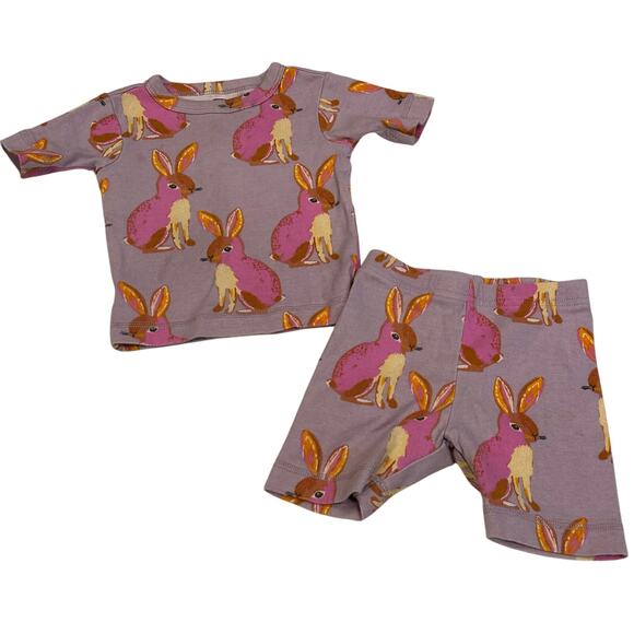 Tea Collection Pajama Set sz 12-18 months Rabbit Print PJs - Picture 1 of 7